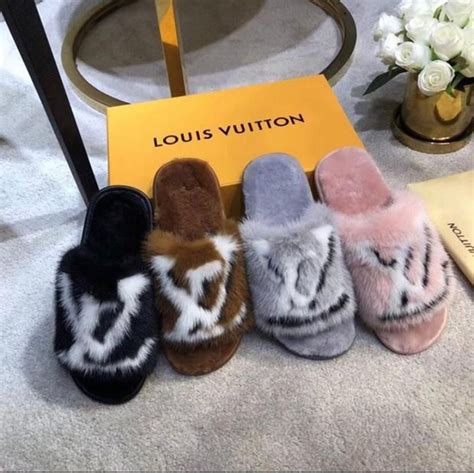 louis vuitton mink slippers|louis vuitton fuzzy slippers.